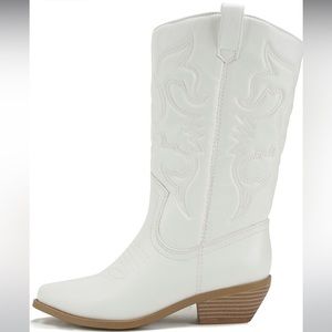 White Cowboy Boots-Size 8